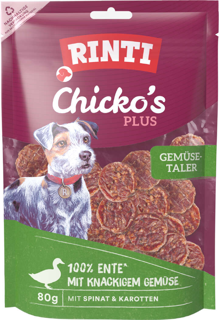 RINTI Hundeleckerlis Chickos Plus Gemüsetaler mit Ente